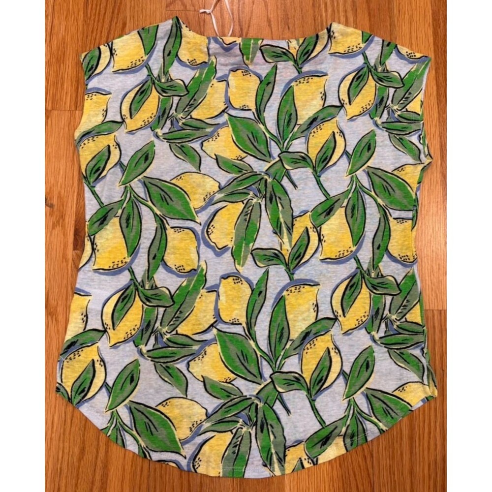 Isaac Mizrahi Top Women's Size Small Linen Blouse Sleeveless Citrus Print NWT - Picture 4 of 7